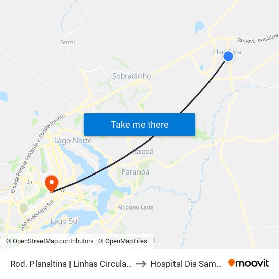 Rod. Planaltina | Linhas Circulares to Hospital Dia Samdel map