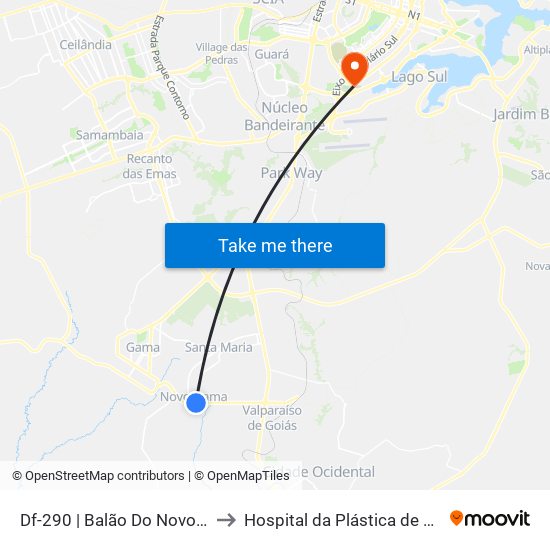 Df-290 | Balão Do Novo Gama to Hospital da Plástica de Brasília map