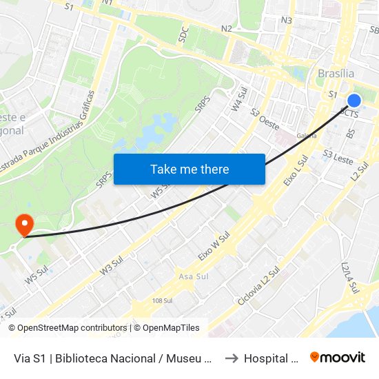 Via S1 | Biblioteca Nacional / Museu Nacional / SESI LAB to Hospital Unimed map