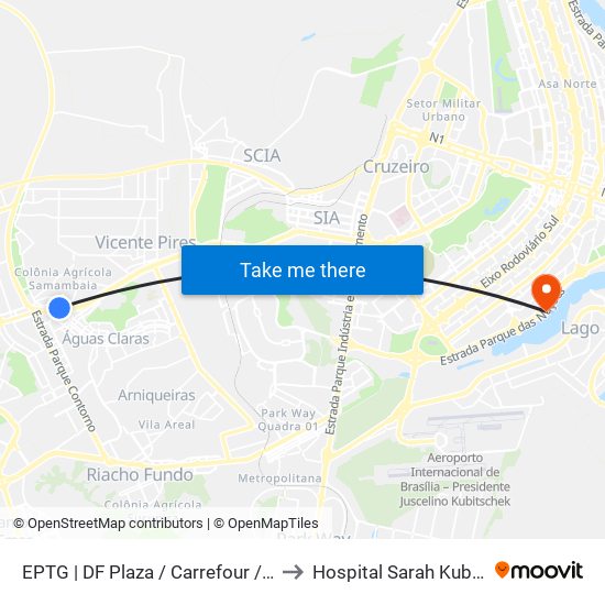 EPTG | DF Plaza / Carrefour / Sam's Club to Hospital Sarah Kubitscheck map