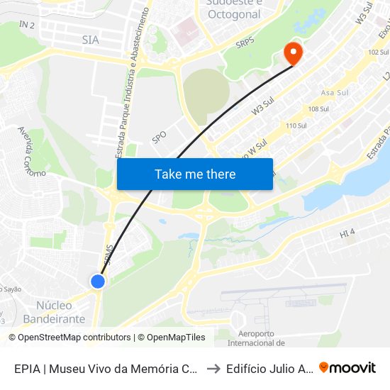 EPIA | Museu Vivo da Memória Candanga to Edifício Julio Adnet map