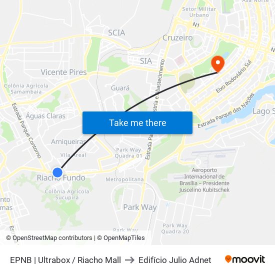 EPNB | Ultrabox / Riacho Mall to Edifício Julio Adnet map