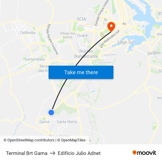 BRT Gama | Linhas Circulares to Edifício Julio Adnet map