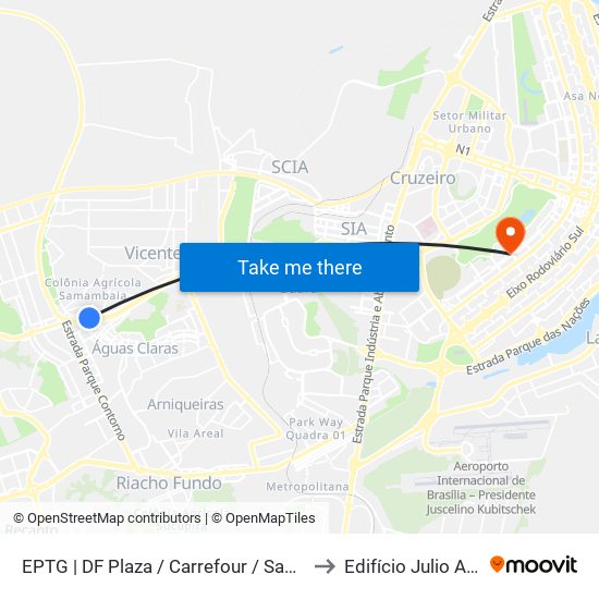 EPTG | DF Plaza / Carrefour / Sam's Club to Edifício Julio Adnet map