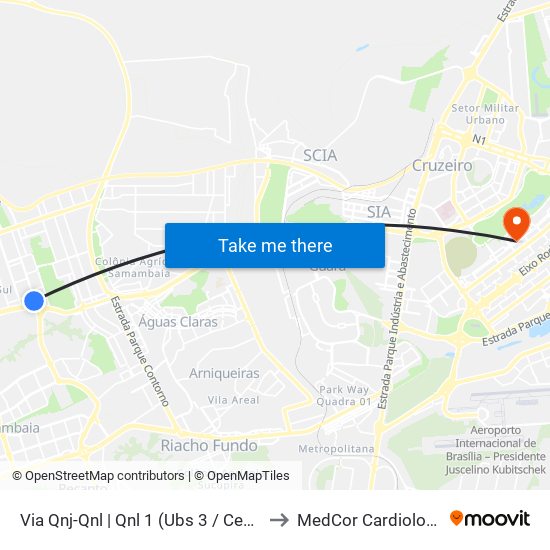 Via Qnj-Qnl | Qnl 1 (Ubs 3 / Ced 6) to MedCor Cardiologia map
