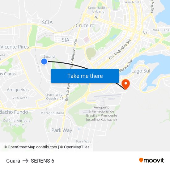 Guará to SERENS 6 map
