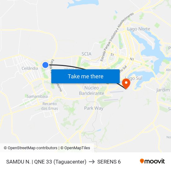 Samdu Norte | Qne 33 (Taguacenter) to SERENS 6 map