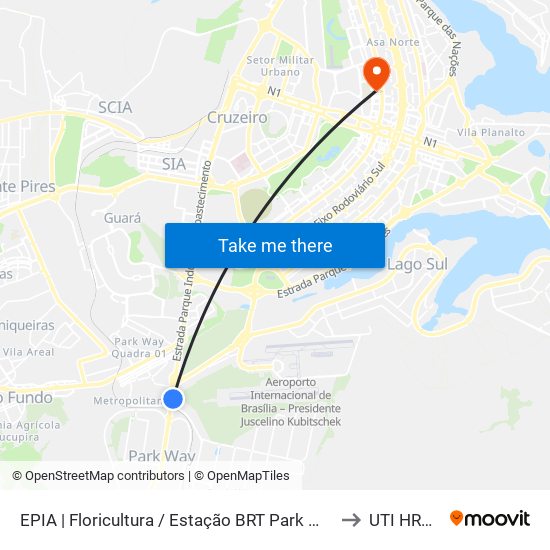 EPIA | Floricultura / Estação BRT Park Way to UTI HRAN map