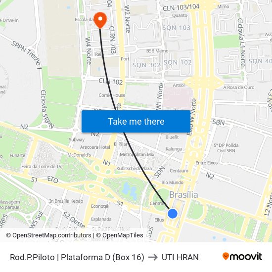 Rod.P.Piloto | Plataforma D (Box 16) to UTI HRAN map