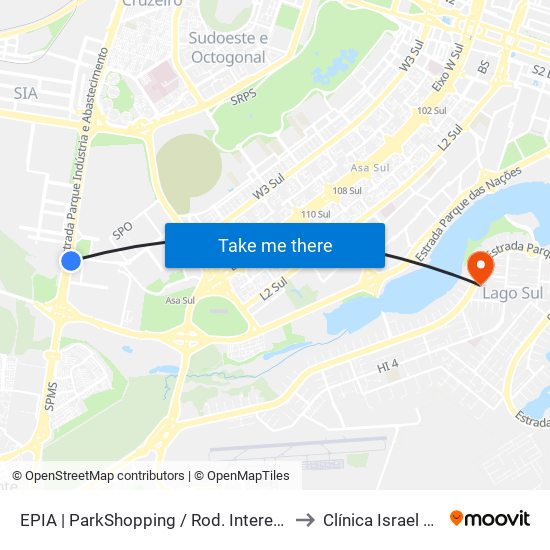 EPIA | ParkShopping / Rod. Interestadual / Assaí to Clínica Israel Pinheiro map