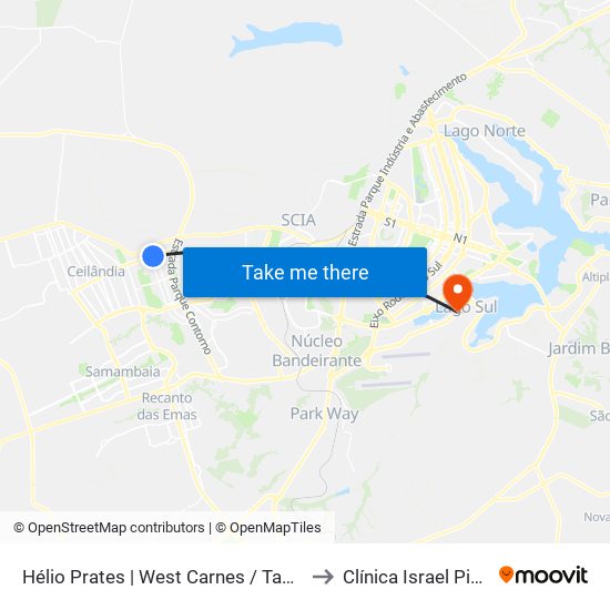 Hélio Prates | West Carnes / Taguacenter to Clínica Israel Pinheiro map