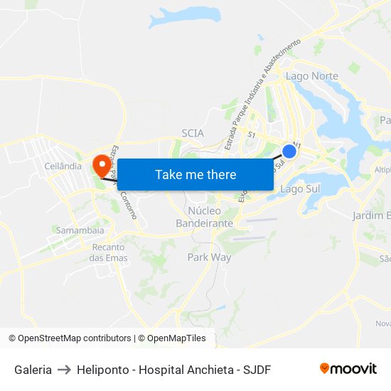 Galeria to Heliponto - Hospital Anchieta - SJDF map