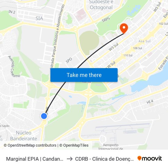 Marginal EPIA | Candangolândia «OPOSTO» to CDRB - Clinica de Doenças Renais de Brasília map