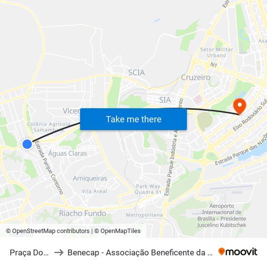 Praça Do Relógio to Benecap - Associação Beneficente da Capital Federal do Brasil map