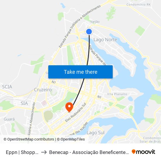 Eppn | Shopping Iguatemi to Benecap - Associação Beneficente da Capital Federal do Brasil map