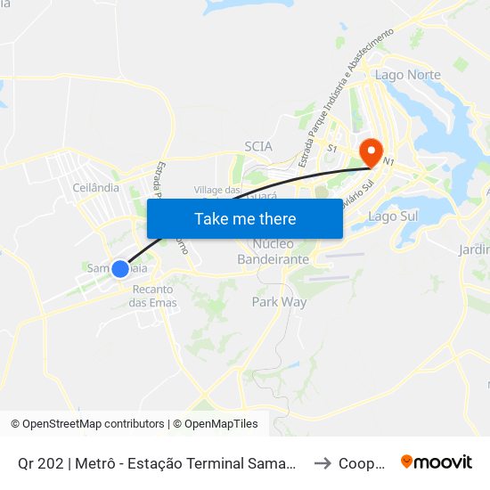 Qr 202 | Metrô - Estação Terminal Samambaia (Lado Oposto) to CoopSaúde map