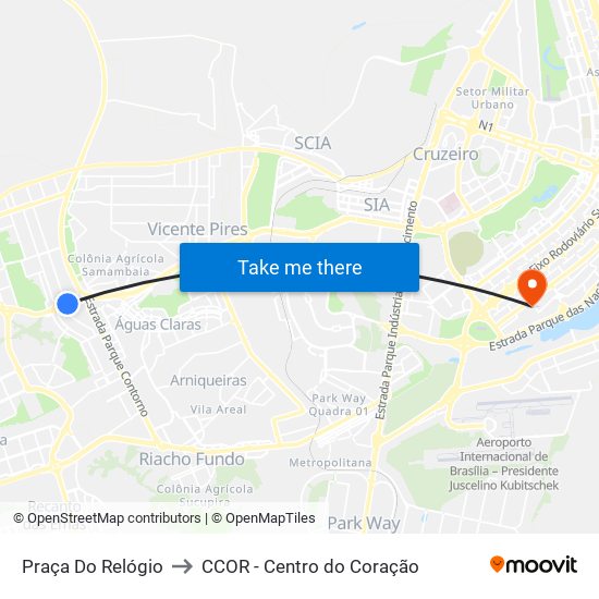 Praça Do Relógio to CCOR - Centro do Coração map