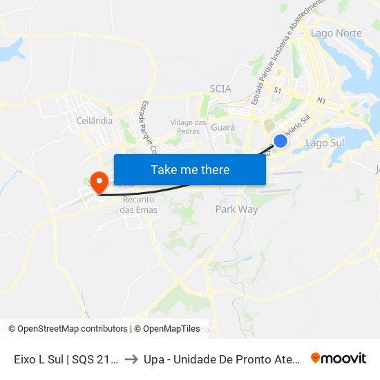 Eixo L Sul | SQS 214/215 to Upa - Unidade De Pronto Atendimento map