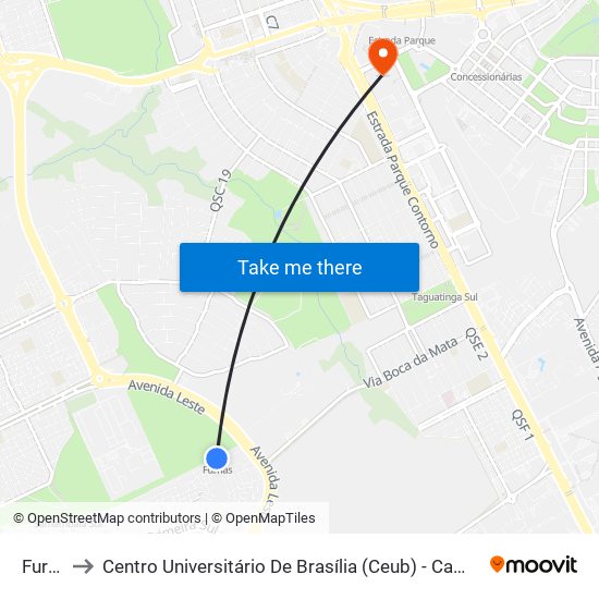 Furnas to Centro Universitário De Brasília (Ceub) - Campus Taguatinga map