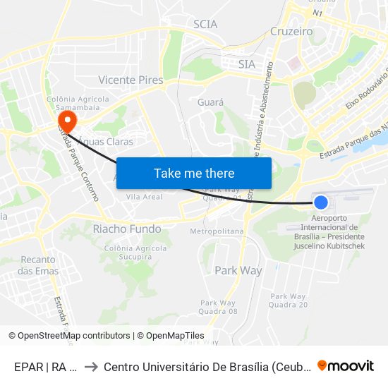 EPAR | RA Catering to Centro Universitário De Brasília (Ceub) - Campus Taguatinga map