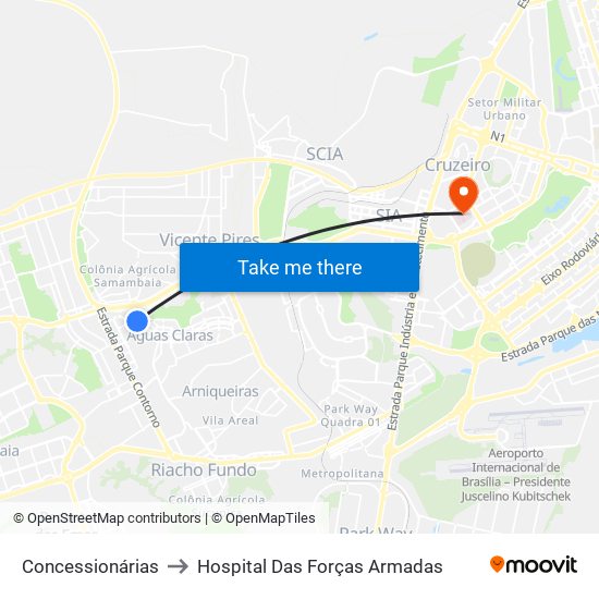 Concessionárias to Hospital Das Forças Armadas map