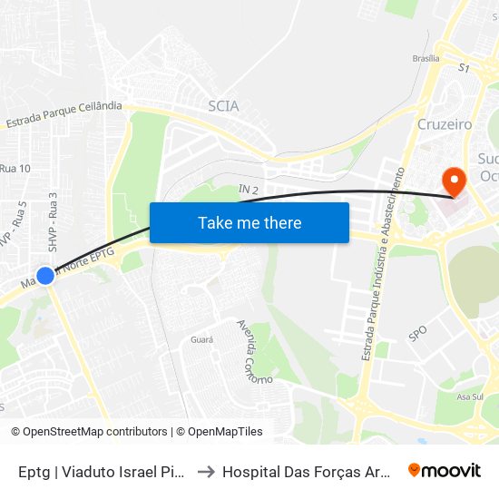 Eptg | Viaduto Israel Pinheiro to Hospital Das Forças Armadas map