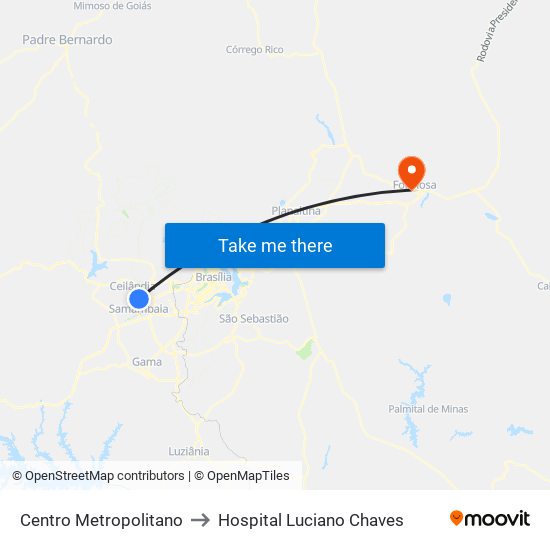 Centro Metropolitano to Hospital Luciano Chaves map
