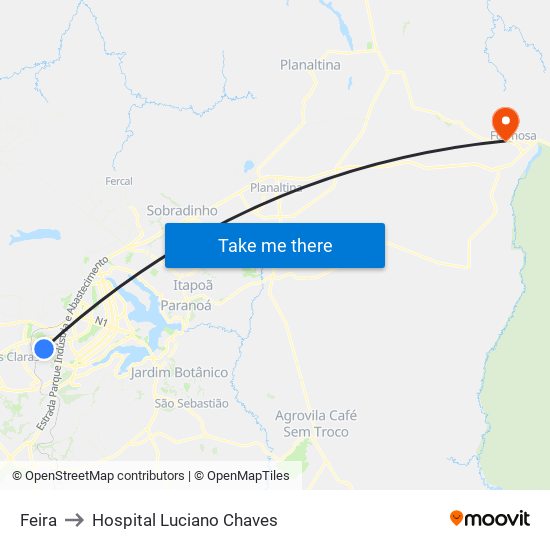 Feira to Hospital Luciano Chaves map