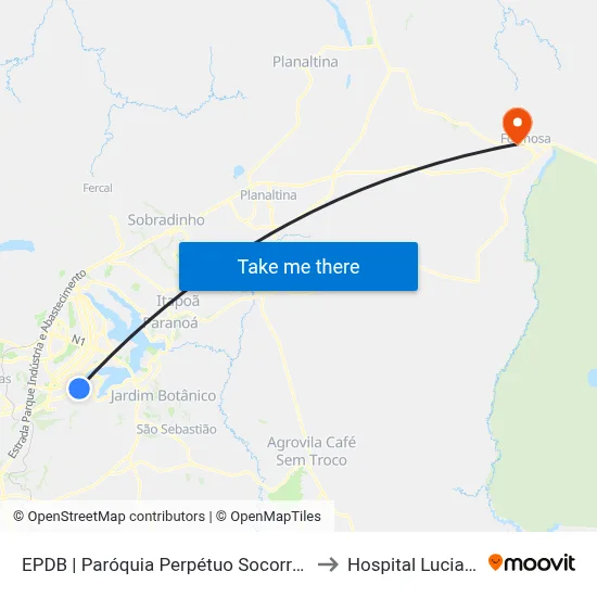 EPDB | Paróquia Perpétuo Socorro / Gilberto Salomão to Hospital Luciano Chaves map