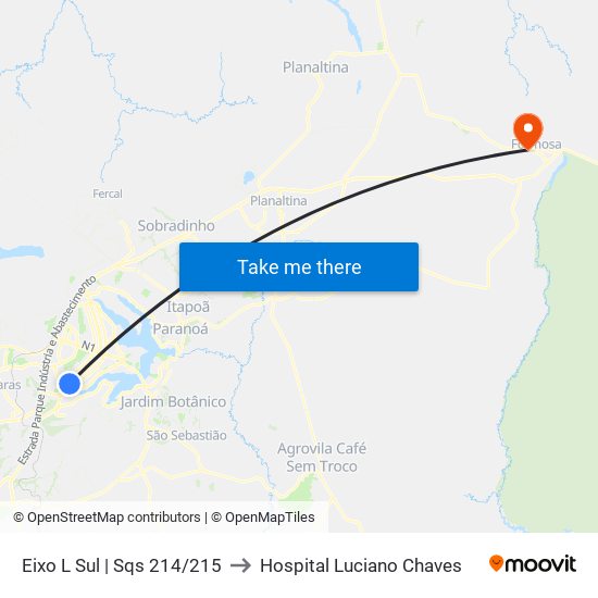 Eixo L Sul | SQS 214/215 to Hospital Luciano Chaves map