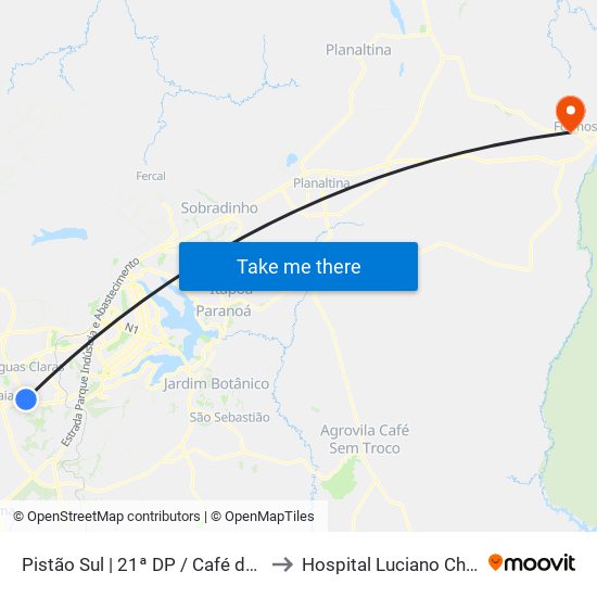 Pistão Sul | Qs 9 (21ª Dp / Café Do Sítio) to Hospital Luciano Chaves map