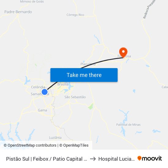 Pistão Sul | Feibox / Patio Capital / Assaí / Leroy Merlin to Hospital Luciano Chaves map