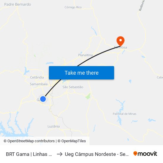 BRT Gama | Linhas Circulares to Ueg Câmpus Nordeste - Sede: Formosa map