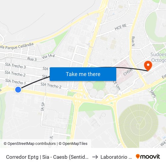 Corredor Eptg | Sia - Caesb (Sentido Taguatinga) to Laboratório Exame map