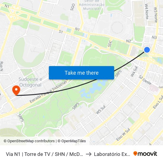 Via N1 | Torre de TV / SHN / McDonald's to Laboratório Exame map