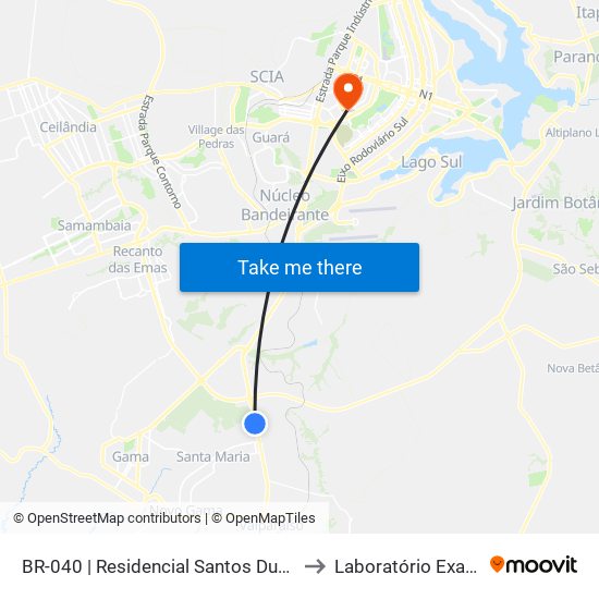 BR-040 | Residencial Santos Dumon to Laboratório Exame map