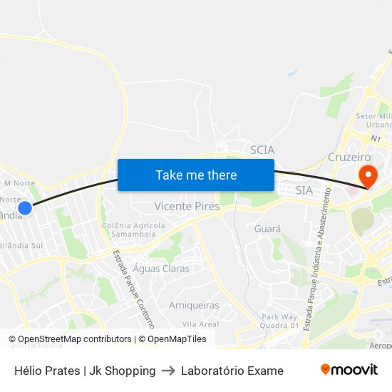 Hélio Prates | Jk Shopping to Laboratório Exame map
