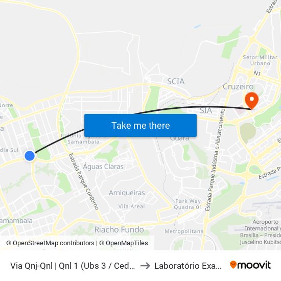 Via Qnj-Qnl | Qnl 1 (Ubs 3 / Ced 6) to Laboratório Exame map