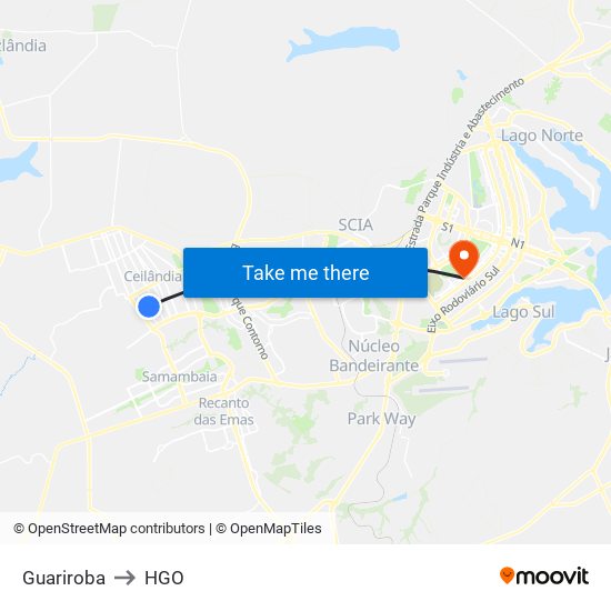 Guariroba to HGO map