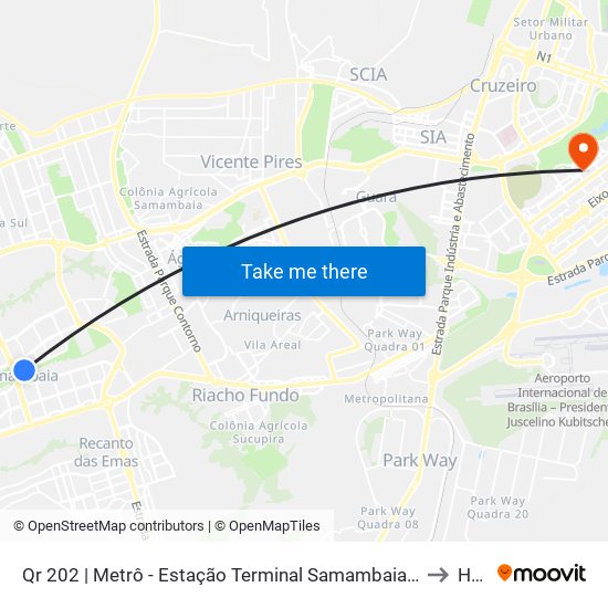 Qr 202 | Metrô - Estação Terminal Samambaia (Lado Oposto) to HGO map