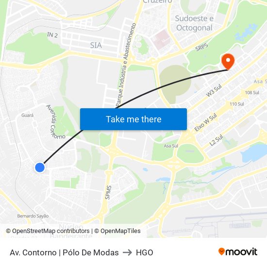 Av. Contorno | Pólo De Modas to HGO map