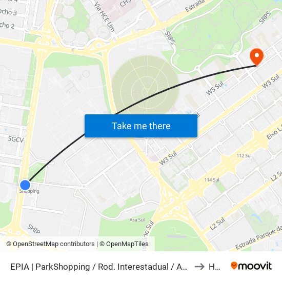 EPIA | ParkShopping / Rod. Interestadual / Assaí to HGO map