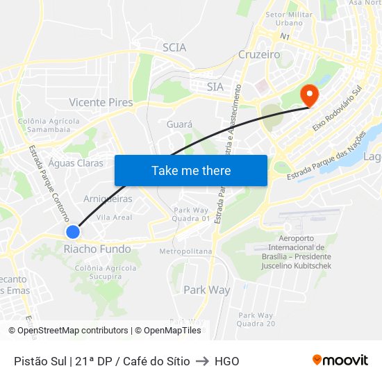 Pistão Sul | 21ª DP / Café do Sítio to HGO map