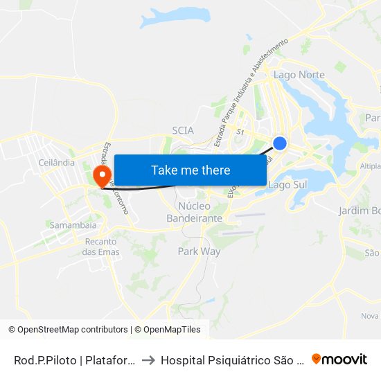 Rod.P.Piloto | Plataforma D (Box 16) to Hospital Psiquiátrico São Vicente De Paula map