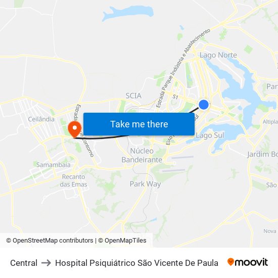 Central to Hospital Psiquiátrico São Vicente De Paula map