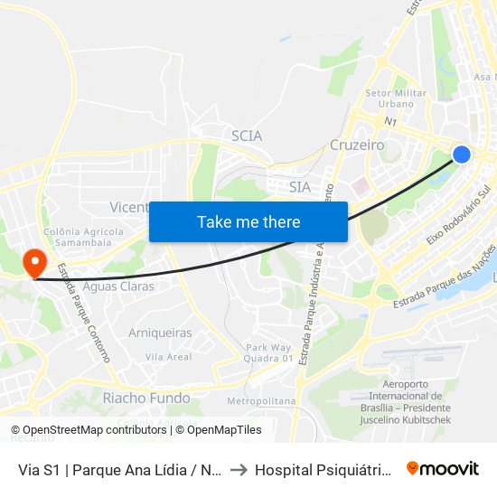 Via S1 | Parque Ana Lídia / Nicolandia / Eixo Ibero-Americano to Hospital Psiquiátrico São Vicente De Paula map