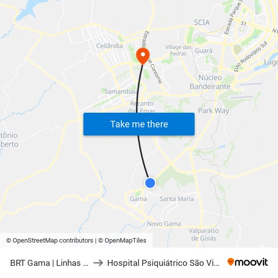 BRT Gama | Linhas Circulares to Hospital Psiquiátrico São Vicente De Paula map