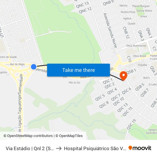 Via Estádio | Super Adega Atacadista to Hospital Psiquiátrico São Vicente De Paula map