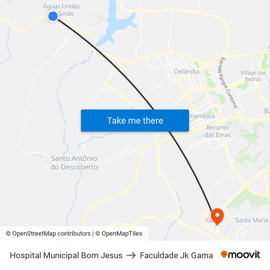Hospital Municipal Bom Jesus to Faculdade Jk Gama map