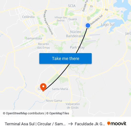 Terminal Asa Sul | Circular / Samambaia to Faculdade Jk Gama map